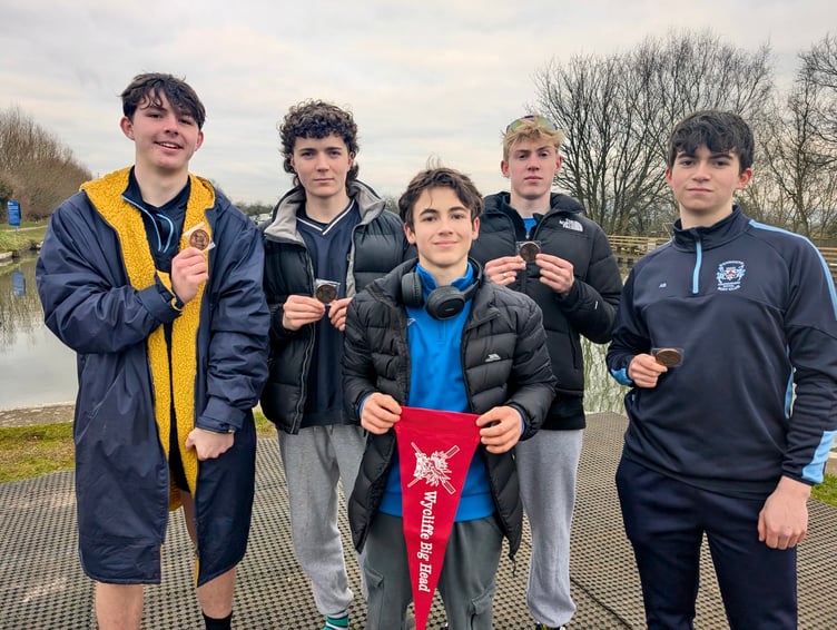 Monmouth Comprehensive's boys' four won their class at the Wycliffe Head of the River Race