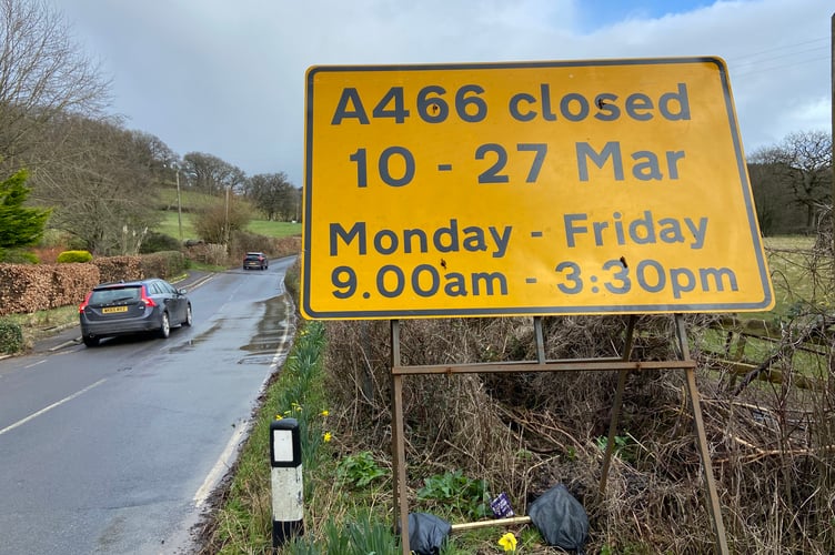 Parts of the A466 between Monmouth and St Weonards will be subject to a rolling road closure this month