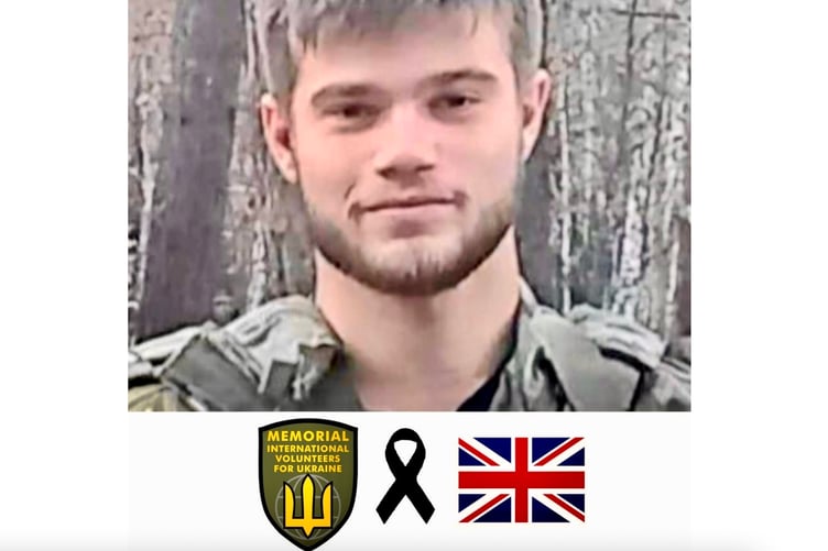 A tribute photo of Alexander Garms-Rizzi posted on the International Volunteers for Ukraine memorial Facebook page
