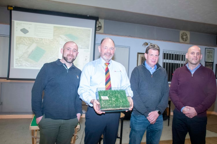 Pete Bell and Rob Beavis (centre) of Cinderford RFC with Phil Greenway (left) and Jason Douglas.