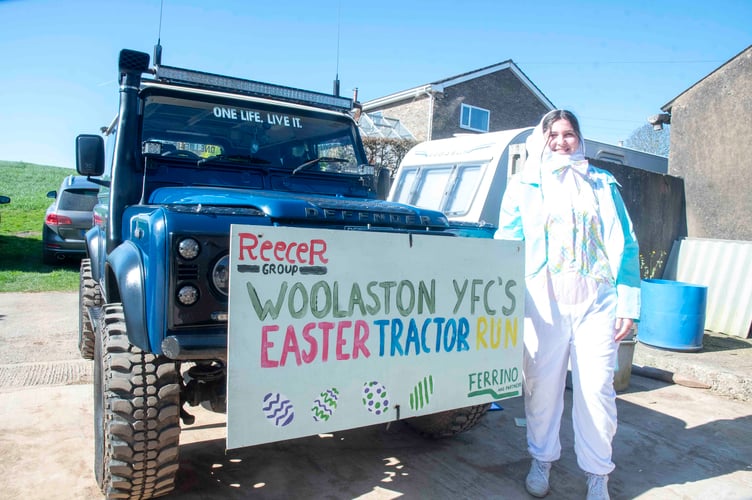 Woolaston Young Farmers'Club secretary Katey Baylisss dresseed as the Easter Bunny.