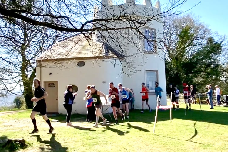 Runners reach the Roundhouse in the Kymin Dash