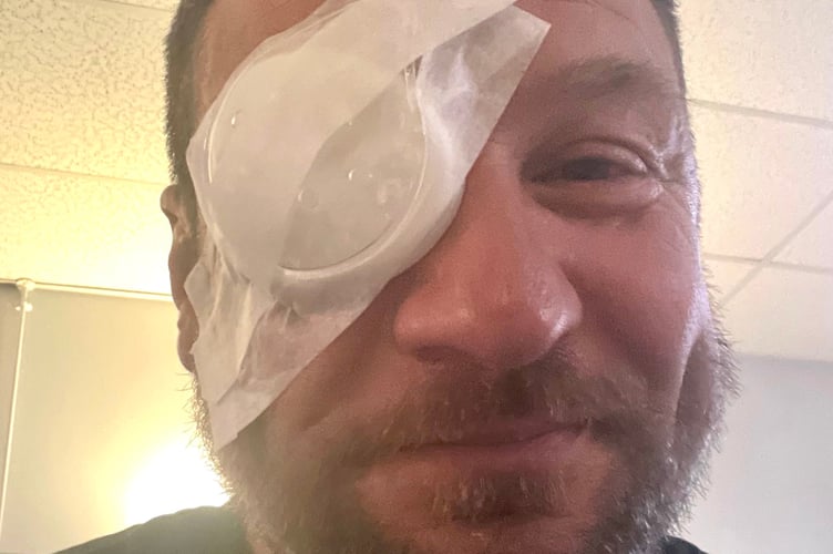 Leigh Powell has been left blind in one eye after golfing incident saw him hit in the face with a stray ball. A golfer was seriously injured and left half blind when a ball smashed into his eye. Leigh Powell, 44, was enjoying a day on the green at his local golf club when a duff shot from another player smacked him in the face. Leigh, a keen golfer of over 20 years, was knocked out for over five minutes - and other players thought he was dead. He sat with ice packs on his eye and an ambulance was called but would have taken five hours to get to him, he said. Eventually he phoned his parents who drove him to Gloucester Royal Hospital where Leigh was told he'd never see from his right eye again and sent him on to hospital in Cheltenham where he has been treated since. Leigh's eye was shattered from the lens to the retina, and so swollen that medics had to wait until November before they could see what was going on inside and operate.