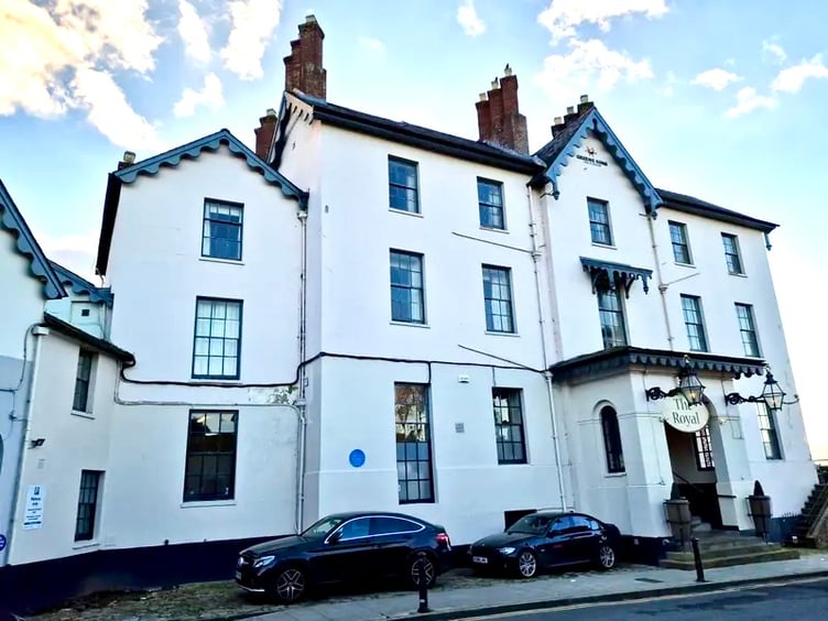 Firefighters tackled a blazing Jaguar car in the car park of Ross-on-Wye's Royal