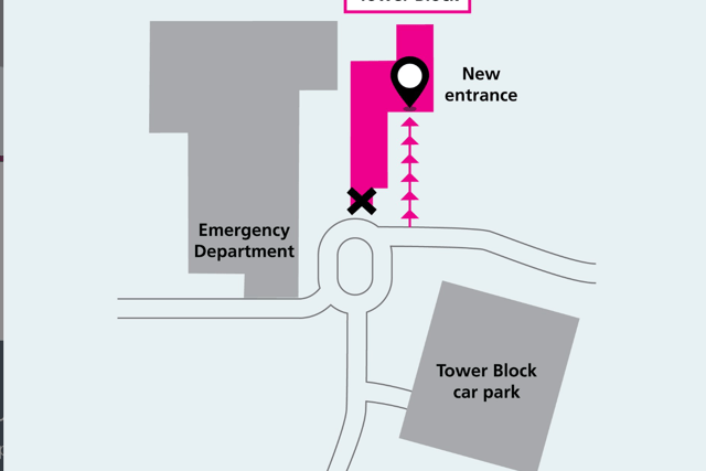 Hospital tower entrance closure for works