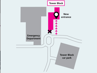 Hospital tower entrance closure for works