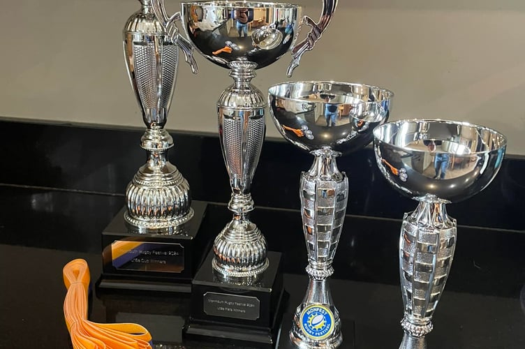 Some of the cups being competed for at Monfest
