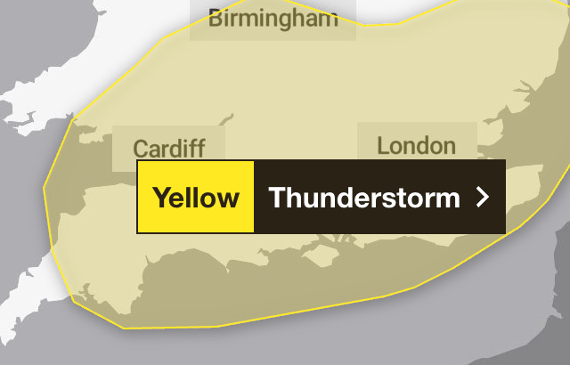 Forest of Dean to expect thunderstorm tomorrow