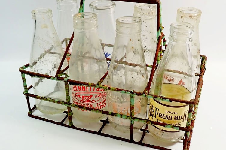 Vintage Milk Crate & Local Bottles