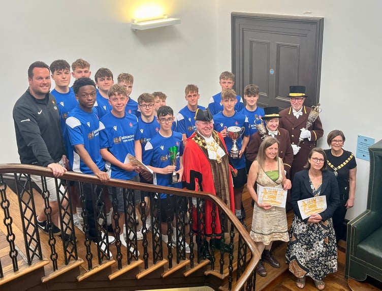 The Monmouth Comprehensive football team with other winners at the Mayoral Awards at the town's Shire Hall