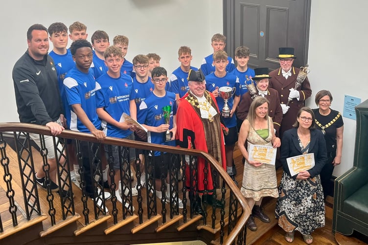 The Monmouth Comprehensive football team with other winners at the Mayoral Awards at the town's Shire Hall