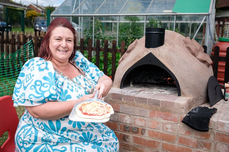 Lydney Mayor Tasha Saunders with a pizza fresh from the oven