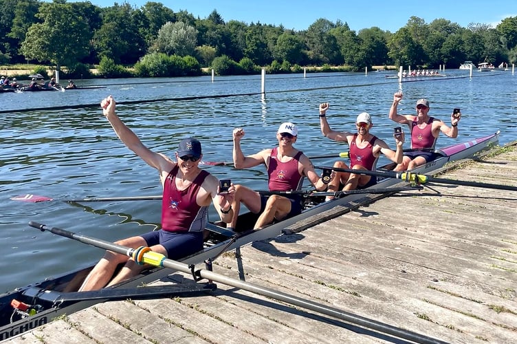 The Monmouth Rc four celebrate victory at Henley Masters