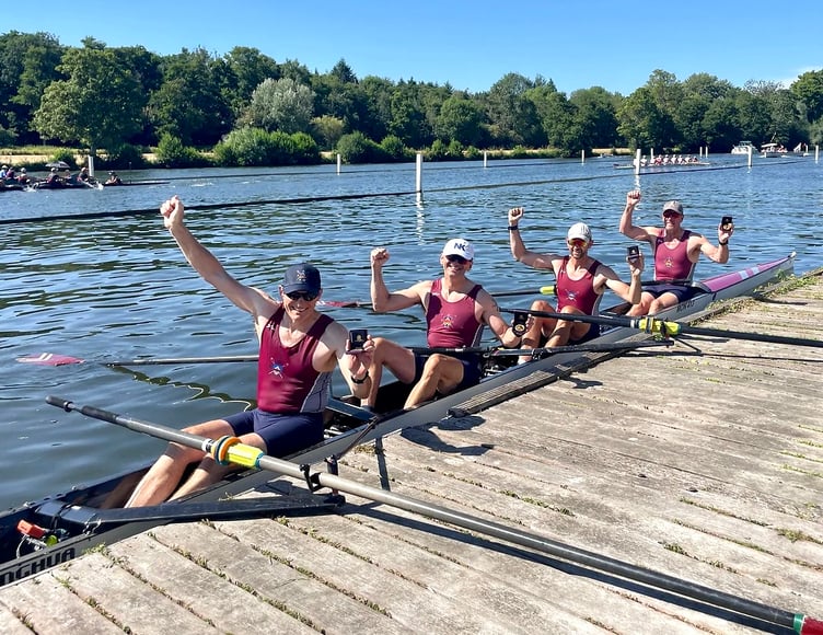 The Monmouth Rc four celebrate victory at Henley Masters