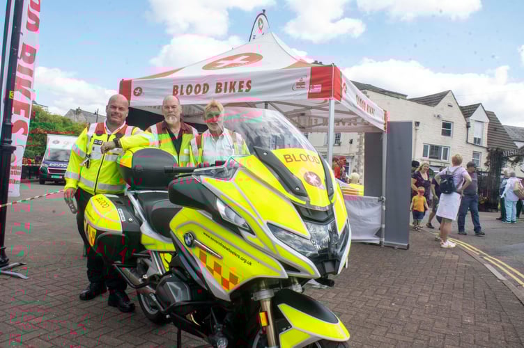 Richard Smith, Paul Smith and Dave Langdon of the Severn Freewheelers blood bikes.