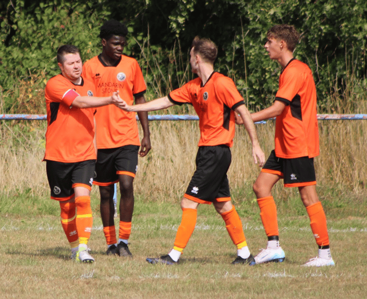 Dan MacDonald, left, was on the scoresheet again for Monmouth Town