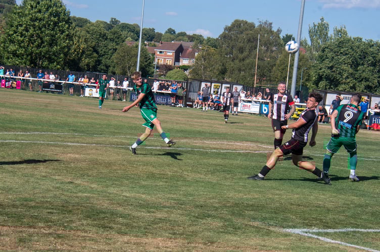 Kian Davies with a strike for Cinderford.