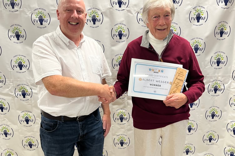 Albert Weaver with his Lifetime Achievement award and FVAF programme manager Nick Penny.