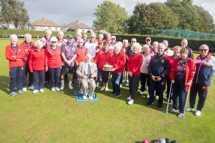 Wilf Wilsher with fellow members of Chepstow Bowling Club.