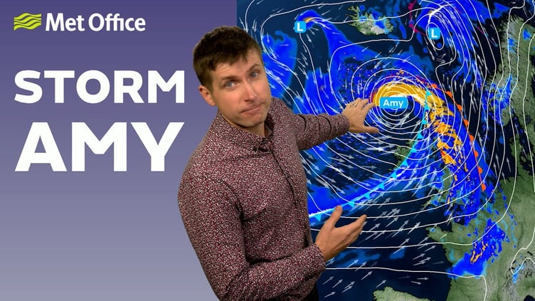 Storm Amy is set to bring winds of up to nearly 50mph to the local area