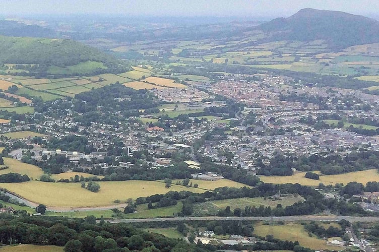 Panoramic view of Abergavenny - royalty free image from Canva Pro