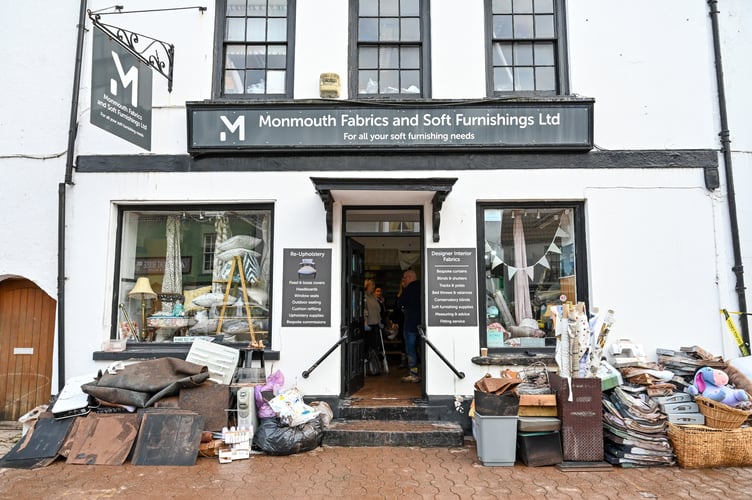 Flood damage to Monmouth Fabrics and Soft Furnishings