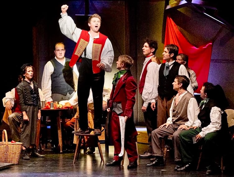 Dominic Callaghan rouses the people to revolution in Les Miserables