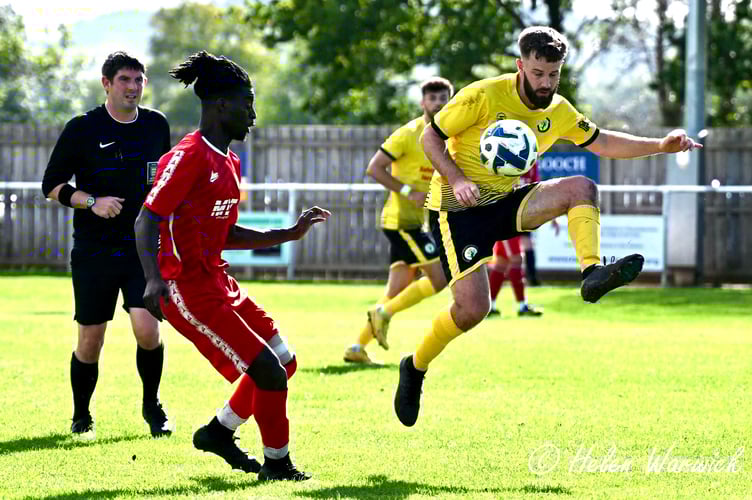 Newent Town were up for the challenge of Chipping Sodbury. File photo: Helen Warwick Photography