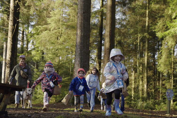 Children enjoy the new Room on the Broom trail at Beechenhurst, following Witch and her friends on a spellbinding adventure through the Forest of Dean.