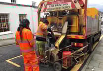 Chepstow's high street gets a yellow line makeover