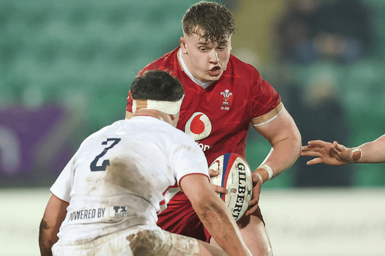 George Tuckley on the charge for Wales U20s. File photo: Dragons