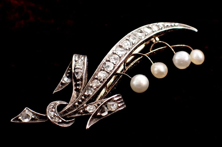 Diamond and Pearl Brooch