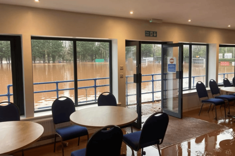 The flooded sports pavilion
