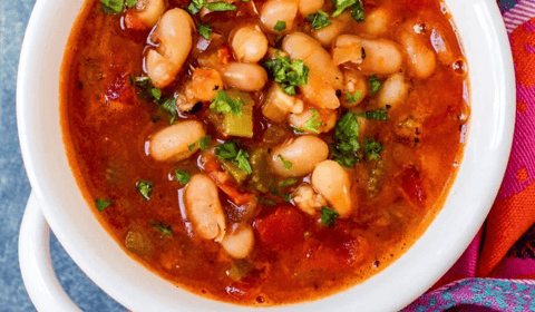 Budget-friendly vegetable soup packed with beans