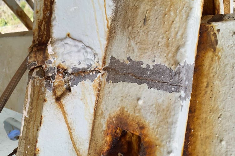 Another defect on pier four of the bridge.