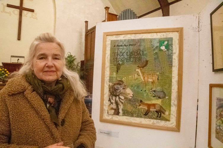 Sarah Rickards of Canopy Arts with one of her works inspired by Ladybird book covers
