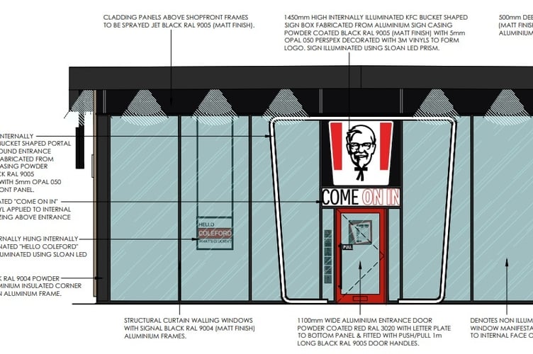 An artist's impression of the KFC store that could be built on the outskirts of Coleford.