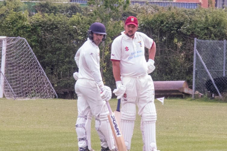James Galloway (left) and Ben Morton of Corse & Staunton put on 124 for the second wicket.