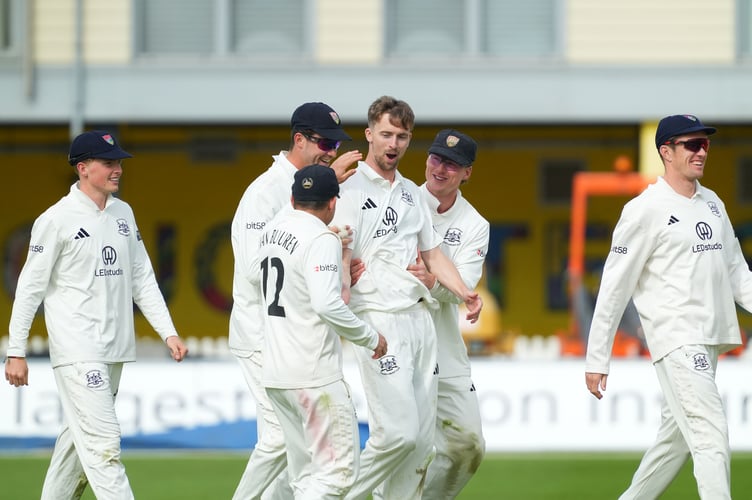 Craig Miles of Gloucestershire celebrates the wicket of Northamptonshire's Luke Procter on Day Two of their Rothesay County Championship Division Two match. (Photo: Rachel Le Poidevin/PPAUK)