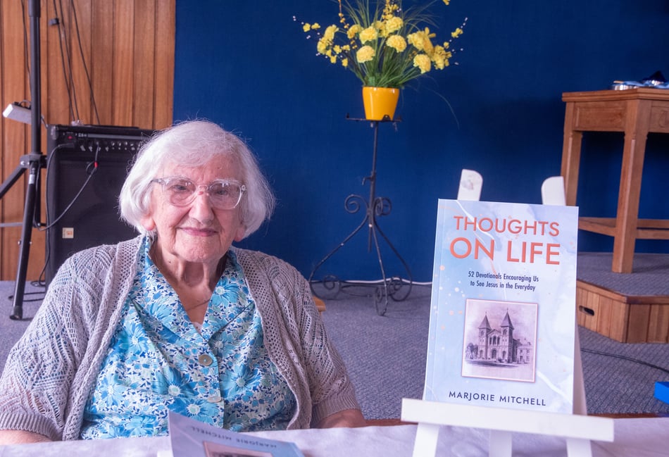  Marjorie puts "Thoughts" into book at age 103