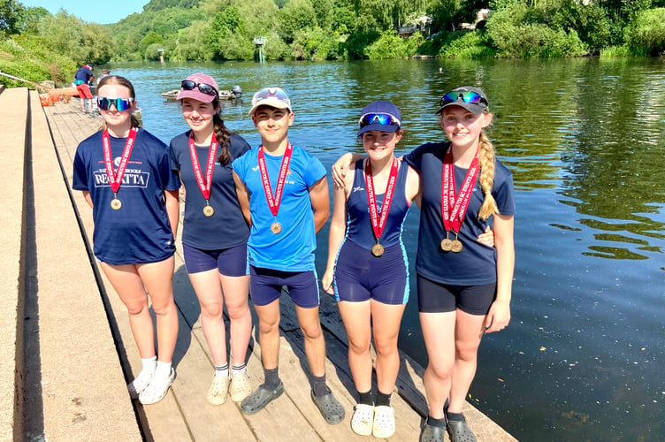 The Monmouth Comprehensive School girls' quadruple scull showed the boys the way home