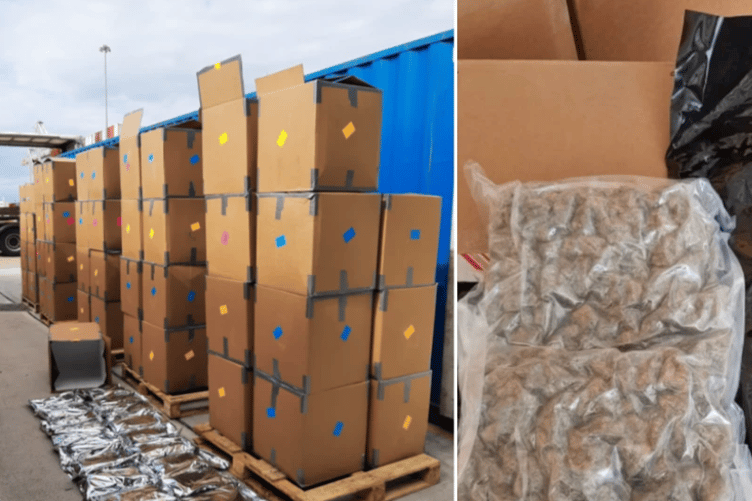 Twelve tons of cannabis was seized, with a street value of £139m