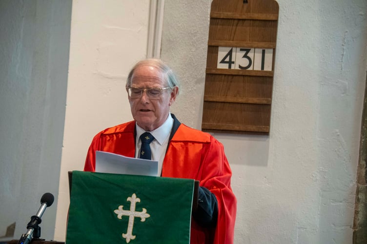 Churchwarden Dr Brian Duerden gives a history of the refurbuishment works.