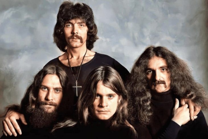 Black Sabbath pictured in 1973 when the band were battling writer's block, exhaustion and uncertainty over their future before retreating to Clearwell Castle in the Forest of Dean, where they rediscovered their creativity.