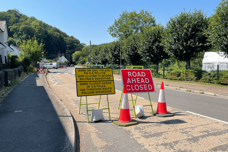 Road closed signs in Redbrook