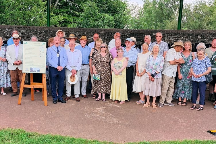 Volunteers and guests at the Scarr Bandstand canopy's official opening