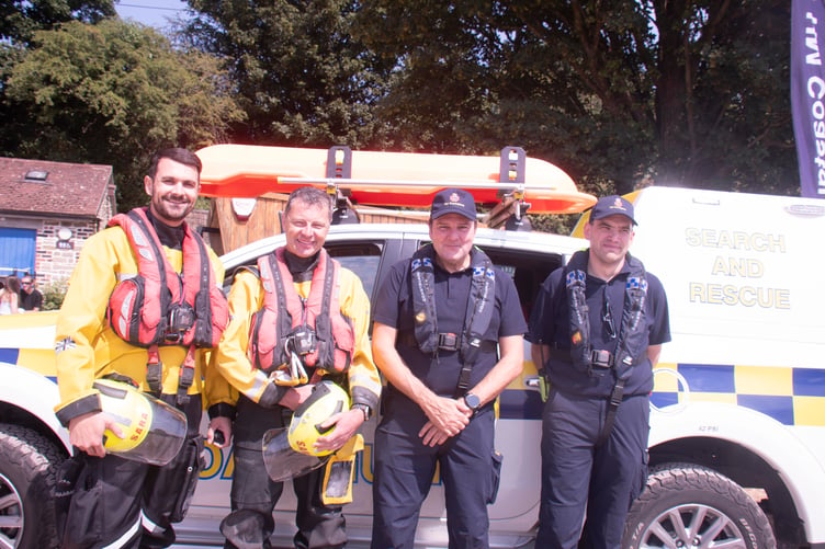 Matthew Davies and Chris Thornton of the Severn Area Rescue Association with Rich Hoyle and Chris King of the Chepstow Coastguard.