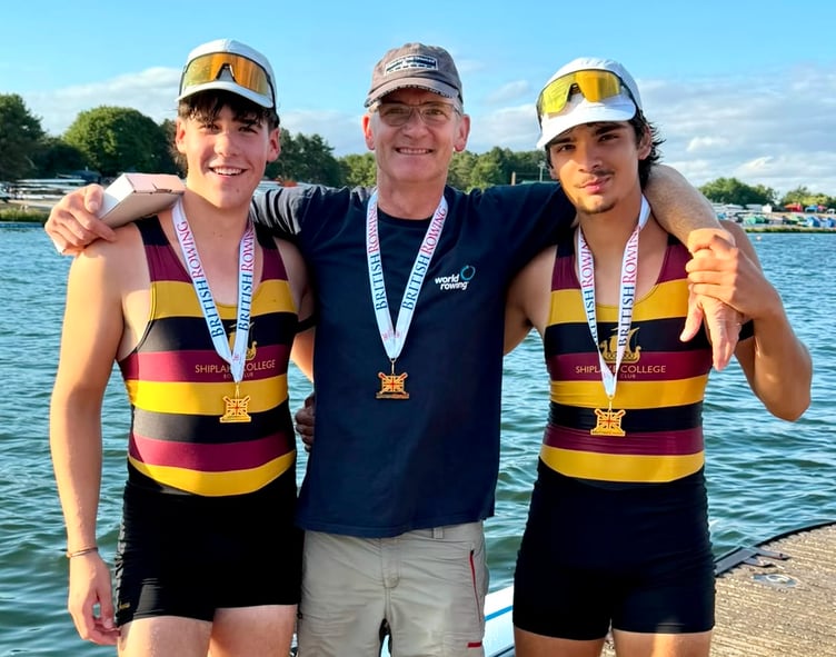 Sebastian Lee, right, with dad Simon and British champion partnerJames Weeks