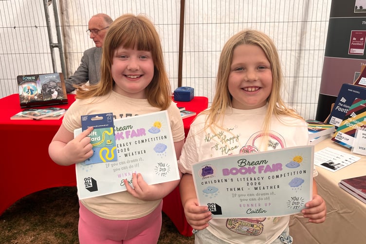 Steam Mills Primary pupils Elodie (left) and Caitlin were the winner and runner-up in the event's poetry competition in the five-to-seven age group.